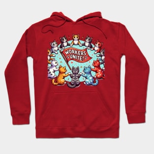 Workers Unite! - Circle of Cats design Hoodie